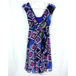 Lane Bryant Checkered Diamond Sleeveless Surplice Layered Chiffon Dress 14 16